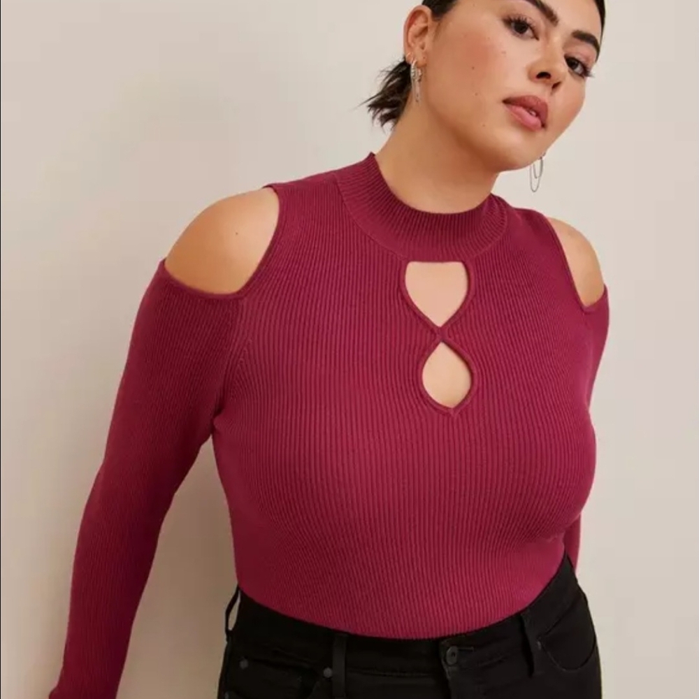 Torrid Ribbed Knit Sweater in Deep Red